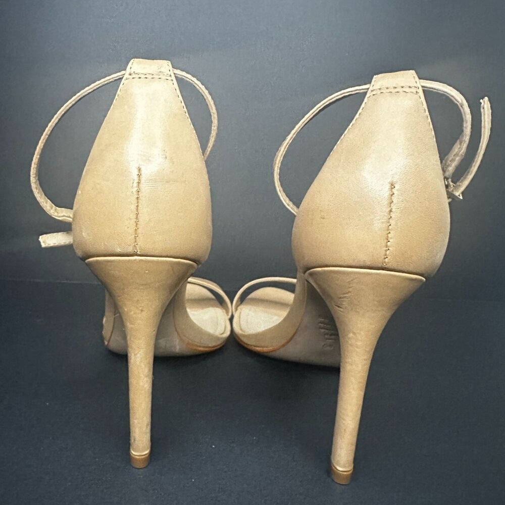 Schutz Stiletto Sandal 6.5 Ankle Strap Nude Heels Formal Cocktail Tan Cadey Lee - Picture 5 of 11